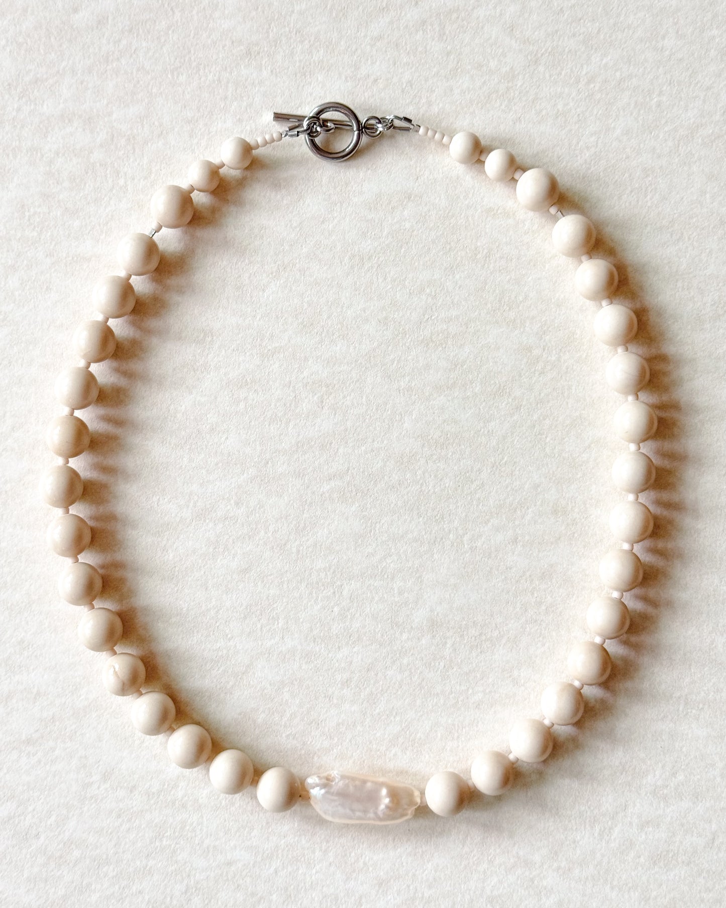 Miya Necklace - White fossil jasper