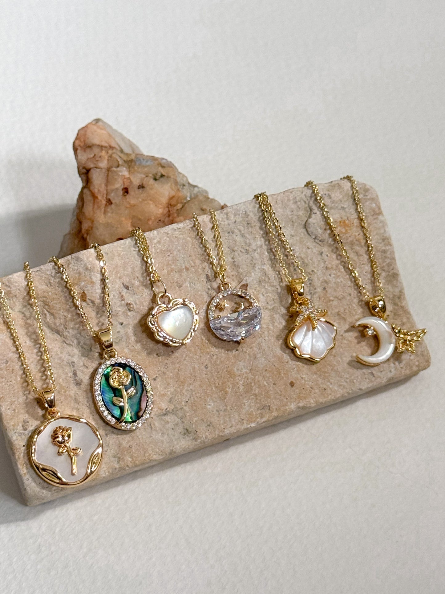 Gold Mother of Pearl Necklace (multiple designs)