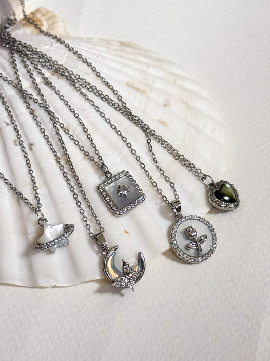 Silver Mother of Pearl Necklace (multiple designs)