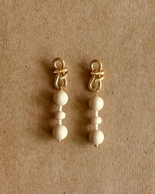 White fossil jasper knot Earrings