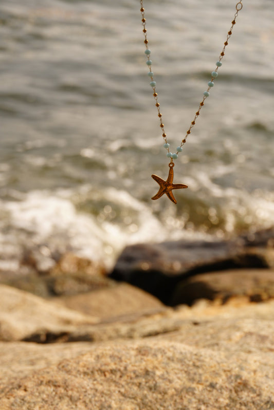 Blue beads Starfish Necklace