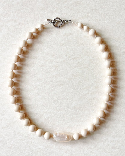 Miya Necklace - White fossil jasper