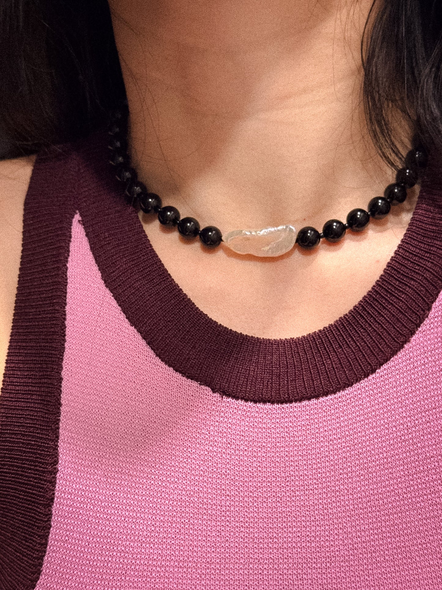 Miya Necklace - Black agate