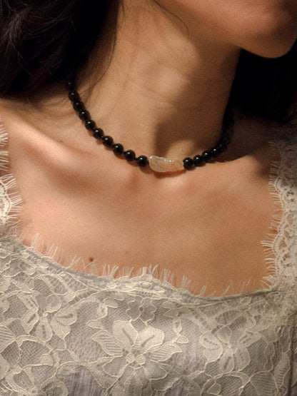 Miya Necklace - Black agate