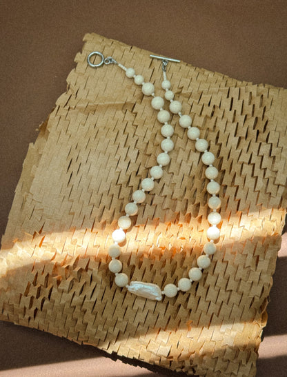 Miya Necklace - White fossil jasper