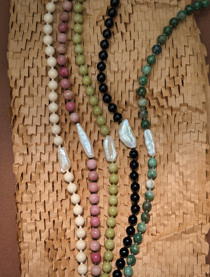 Miya Necklace - White fossil jasper