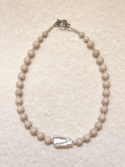 Miya Necklace - White fossil jasper