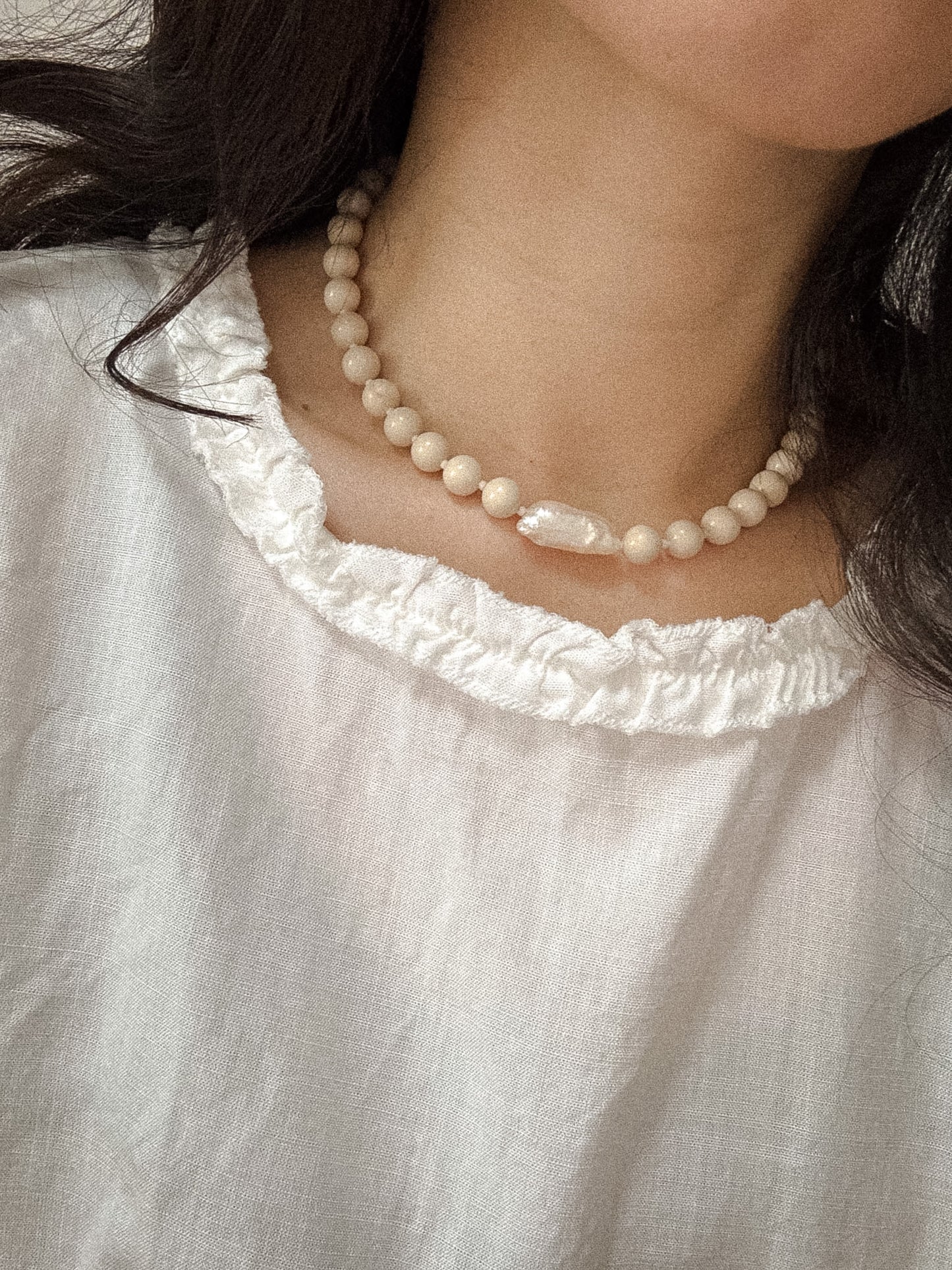 Miya Necklace - White fossil jasper