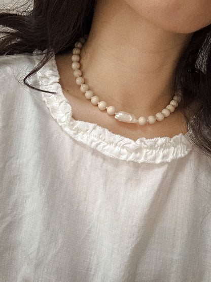 Miya Necklace - White fossil jasper