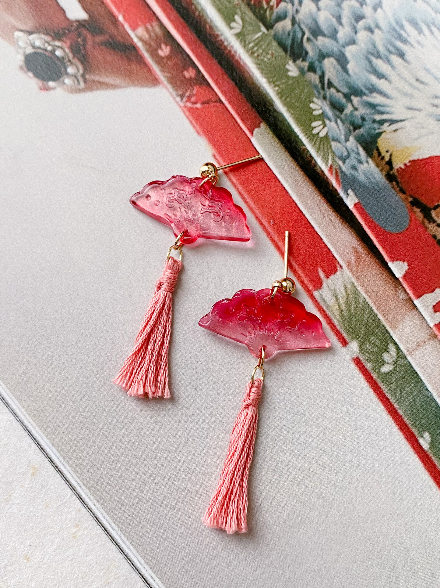 Shan - Oriental Fan Tassel Earrings