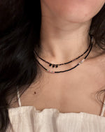 Load image into Gallery viewer, Joie black beaded necklace &amp; bracelet
