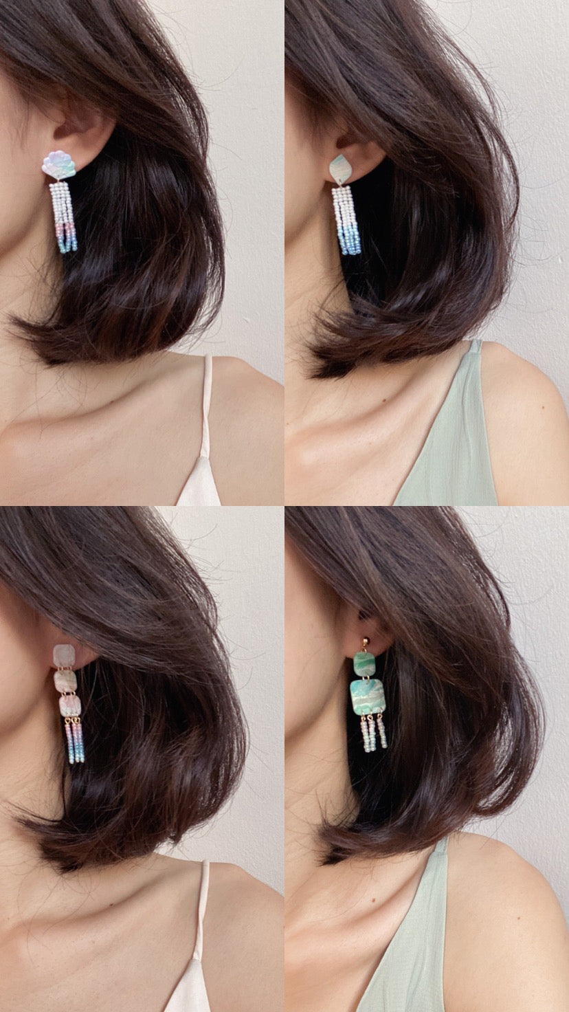 Mariner Handwoven Beaded Fringe Earrings