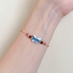 Load image into Gallery viewer, Caria Gemstone Bracelet - Garnet, Strawberry Quartz, Fluorite, Black Spinel
