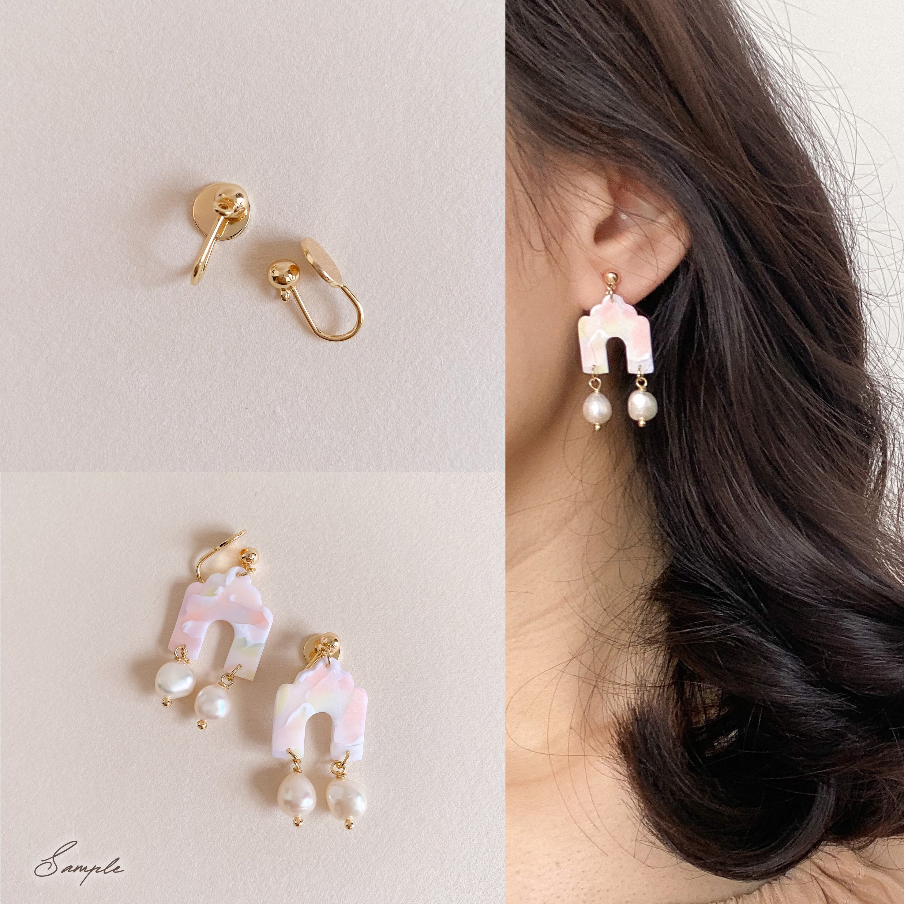 White clip hot sale on earrings