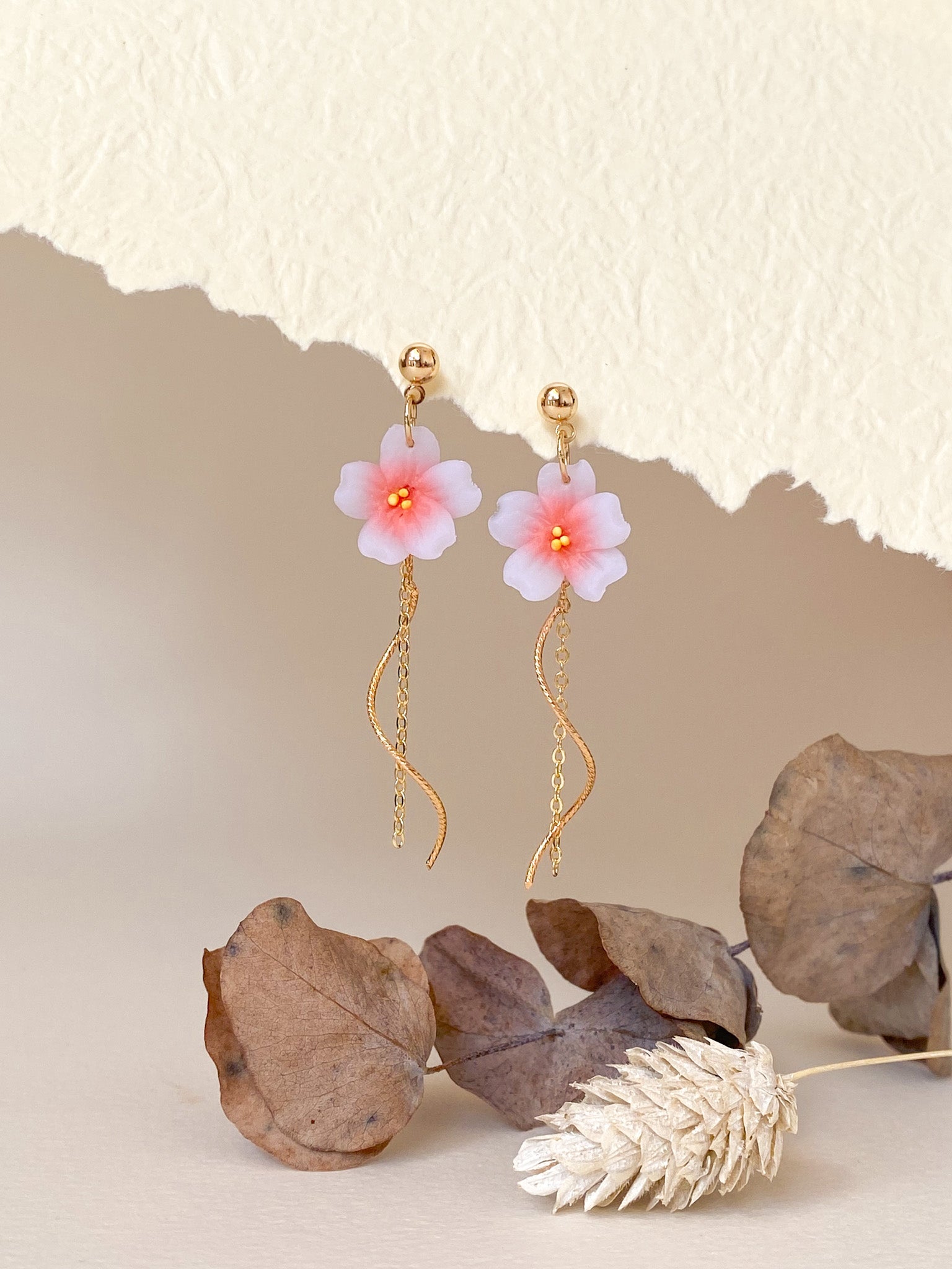 Translucent Sakura Wave Drop Earrings