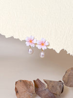 Load image into Gallery viewer, Sakura Drop Earrings - Pearl / Rose Quartz (3 styles)
