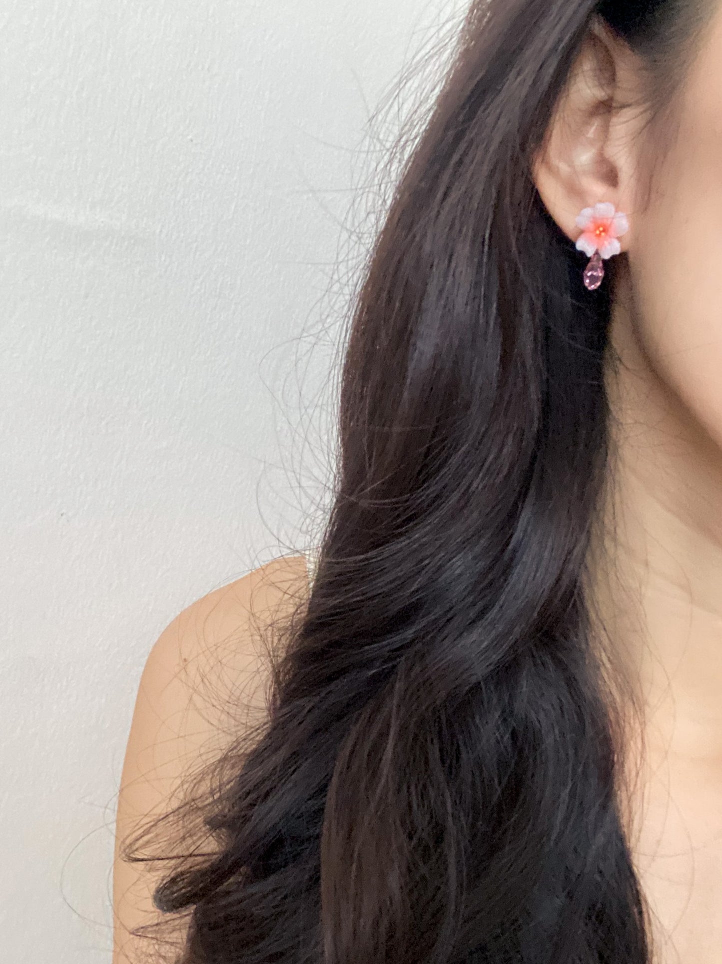 Translucent Sakura Pink Crystal Earrings