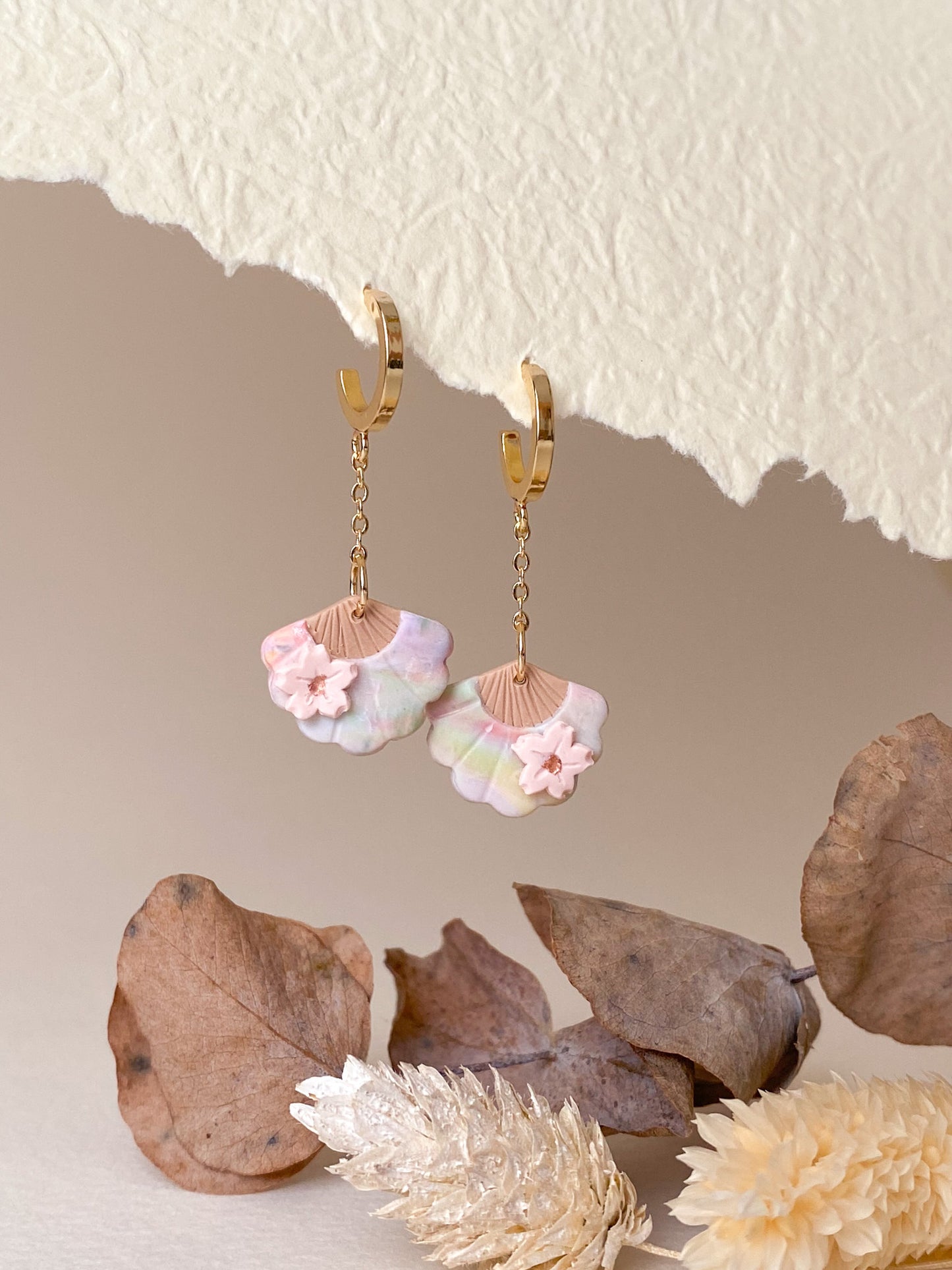 Flower Fan Hook Earrings