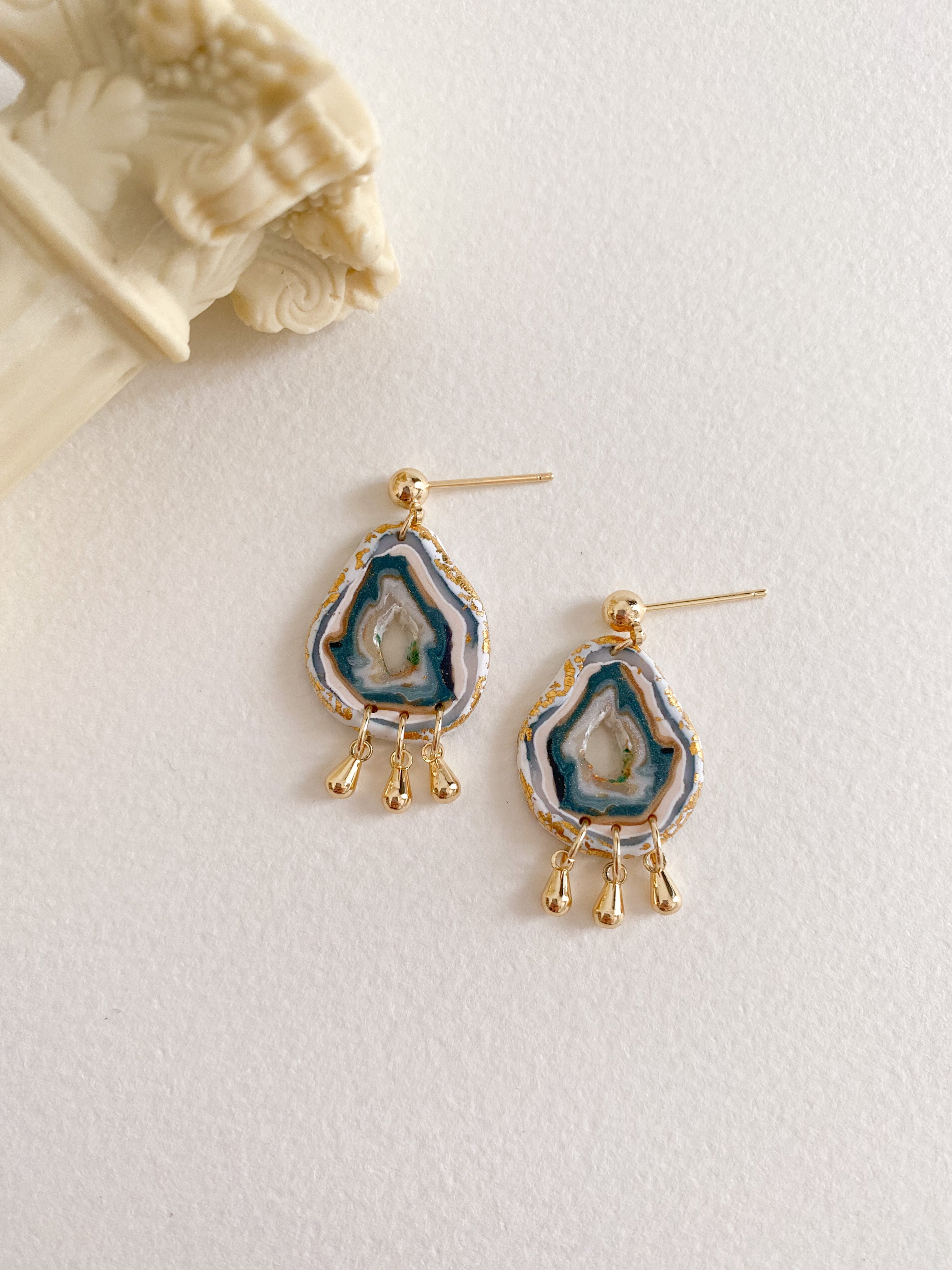 Emerald Geode Earrings