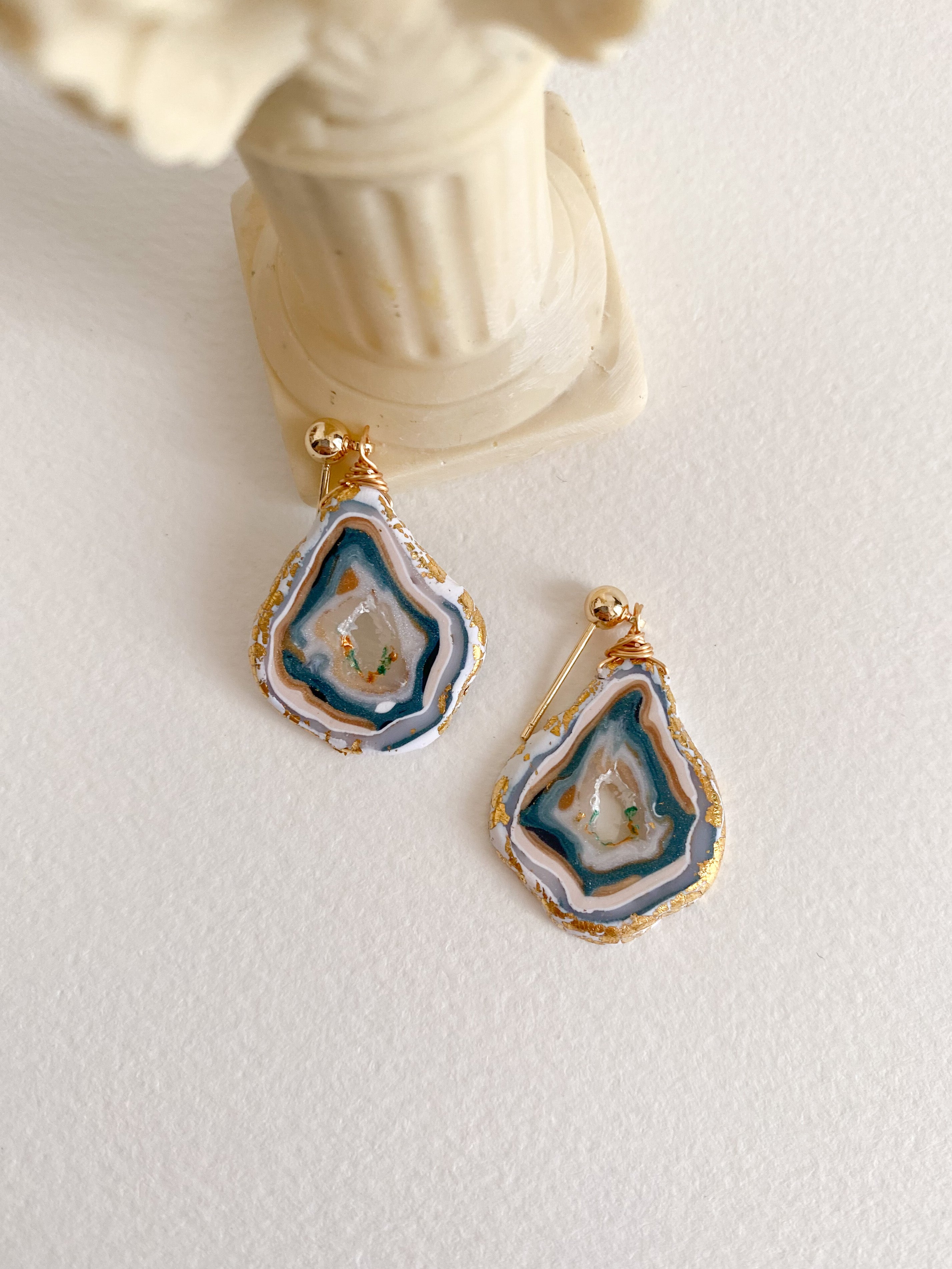 Emerald Geode Earrings