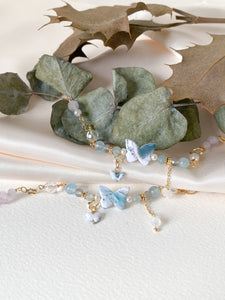 Serenity Gemstone Bracelet - Aquamarine, Moonstone, Labradorite, Lavender Amethyst, Pearl and Clear Quartz