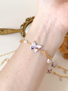 Chasing Butterflies Gemstone Bracelet - Citrine, Sunstone, Clear Topaz and pearl