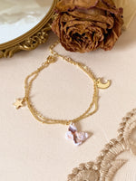 Load image into Gallery viewer, Crescent Butterfly Duo Chain Bracelet
