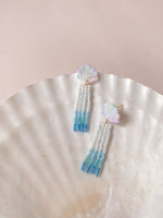 Load image into Gallery viewer, Mariner Handwoven Beaded Fringe Earrings
