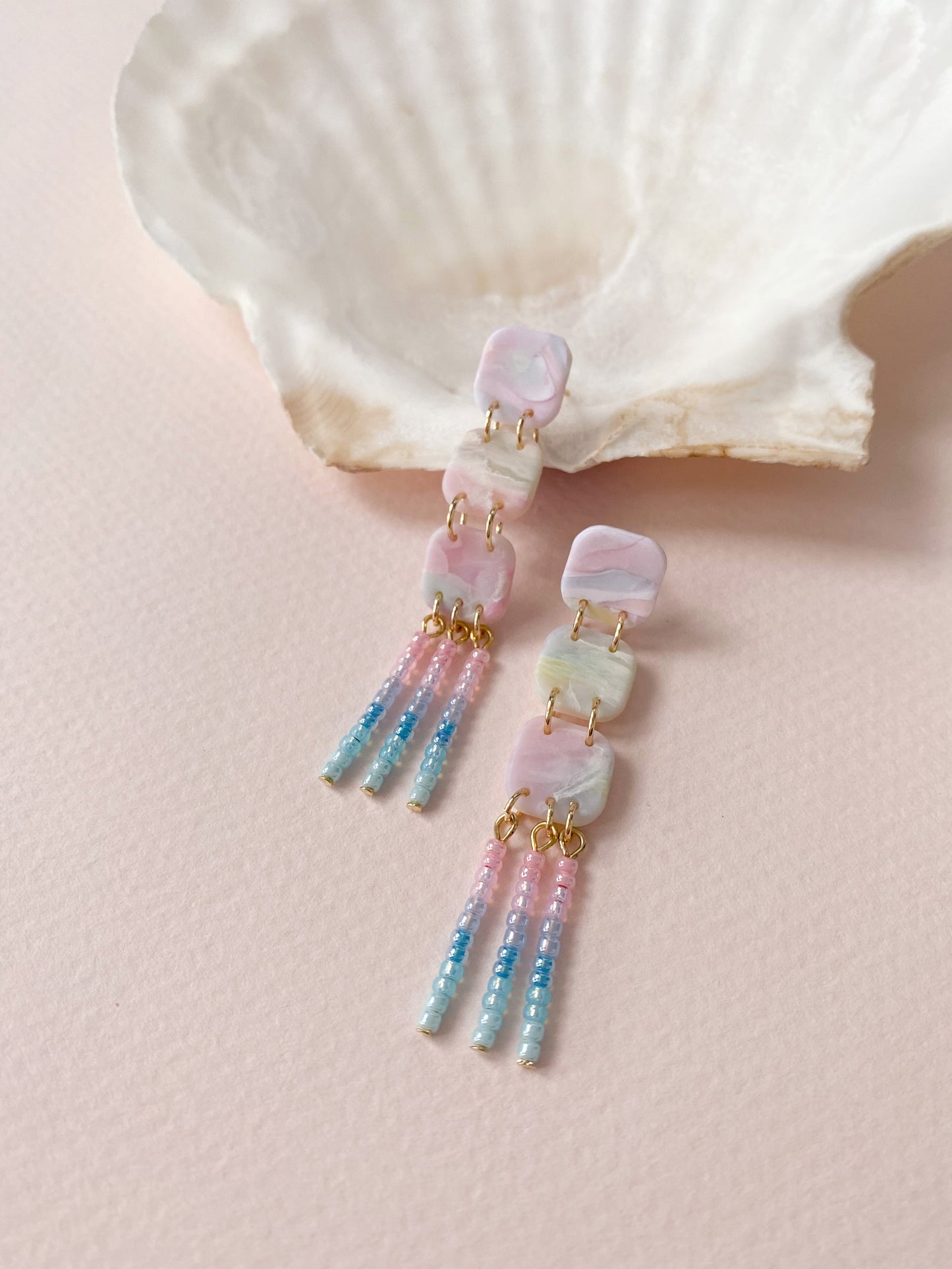 Mariner Handwoven Beaded Fringe Earrings