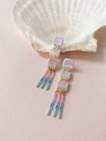 Load image into Gallery viewer, Mariner Handwoven Beaded Fringe Earrings
