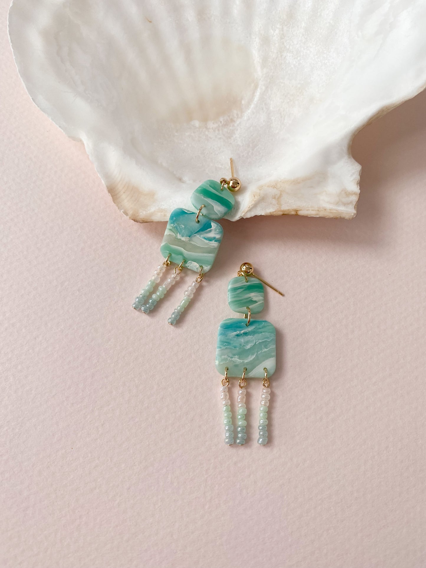 Mariner Handwoven Beaded Fringe Earrings