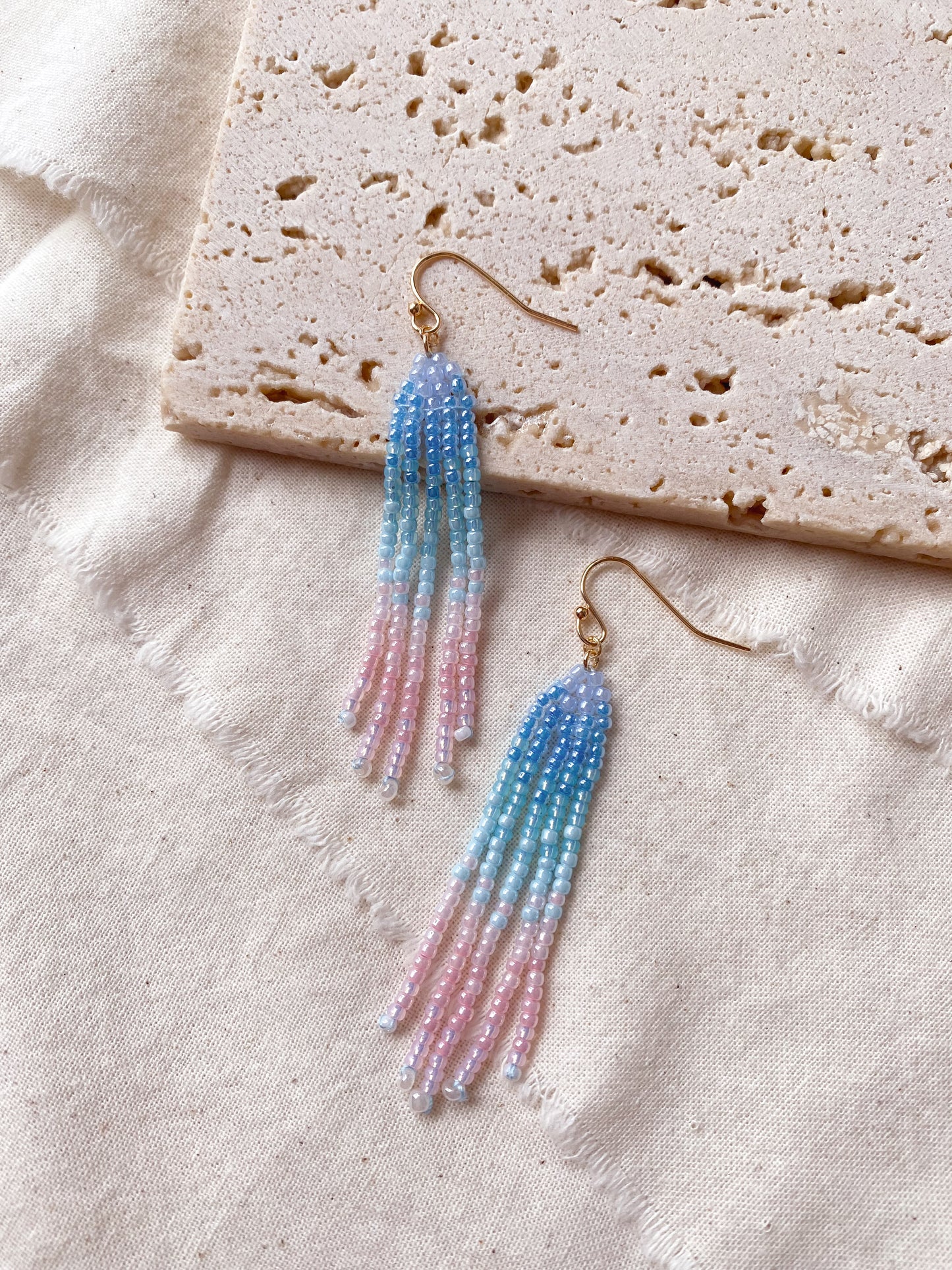 Mermazing Mermaid Handwoven Beaded Fringe Earrings