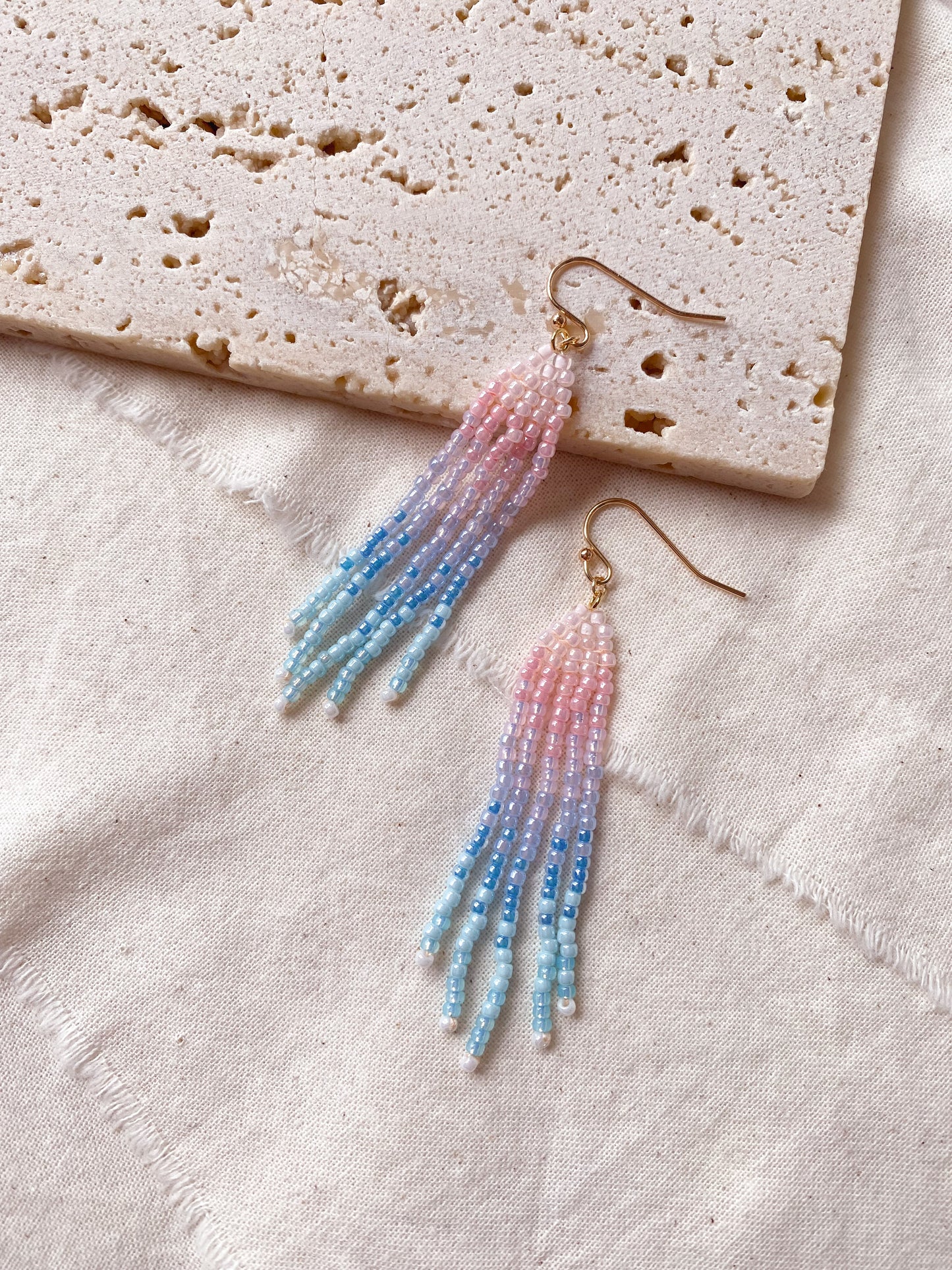 Mermazing Mermaid Handwoven Beaded Fringe Earrings