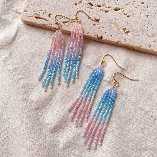 Handwoven beaded mermaid earrings