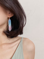 Load image into Gallery viewer, Mermazing Mermaid Handwoven Beaded Fringe Earrings
