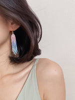 Load image into Gallery viewer, Mermazing Mermaid Handwoven Beaded Fringe Earrings
