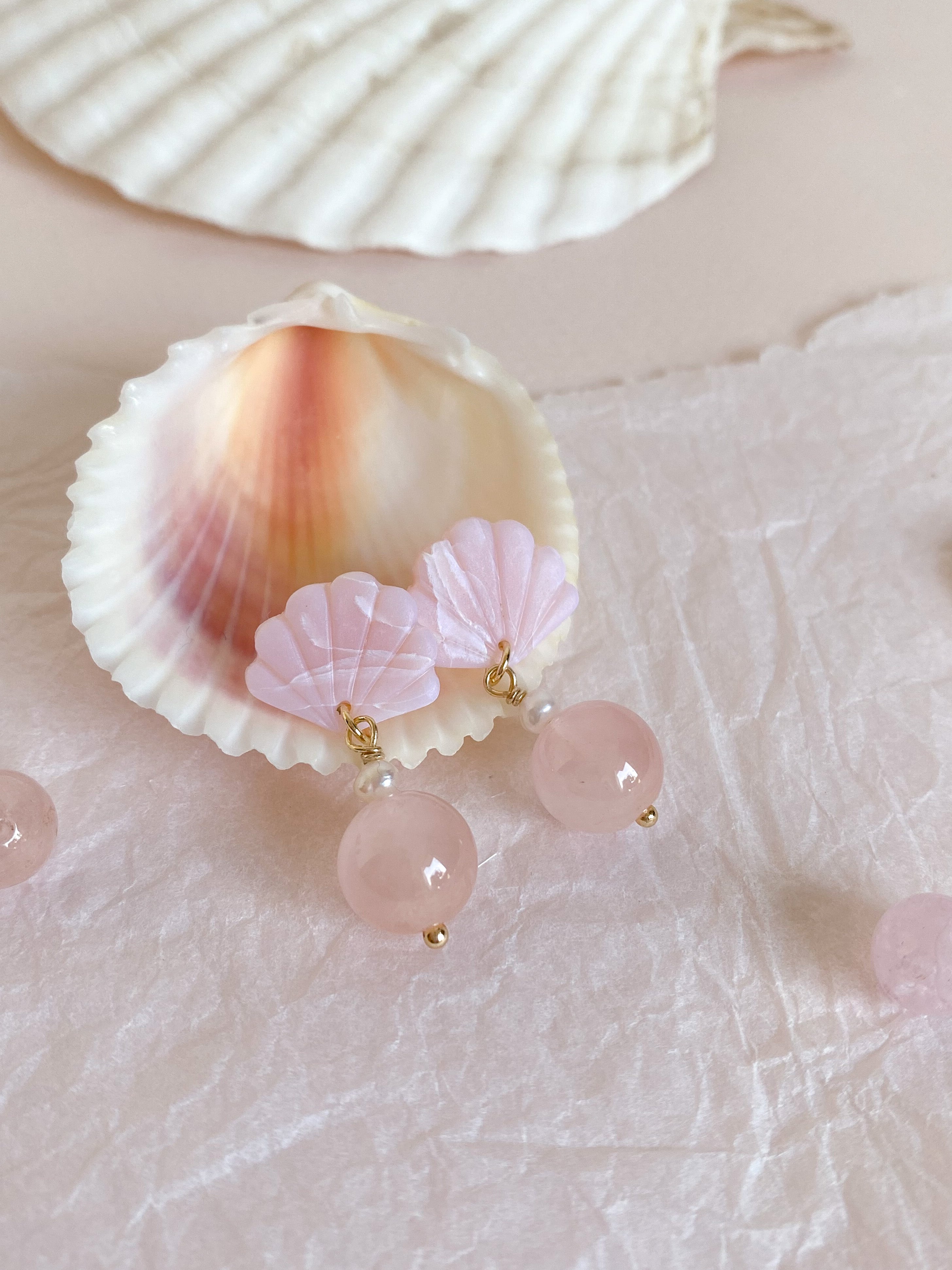 [2nd Pre-order closed] Mermaid Dreams Earrings with natural crystals