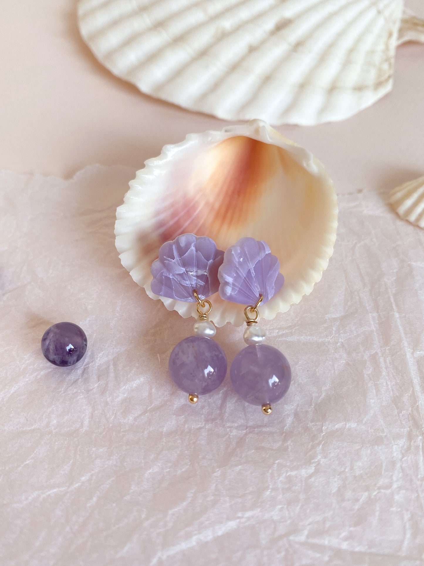 [2nd Pre-order closed] Mermaid Dreams Earrings with natural crystals