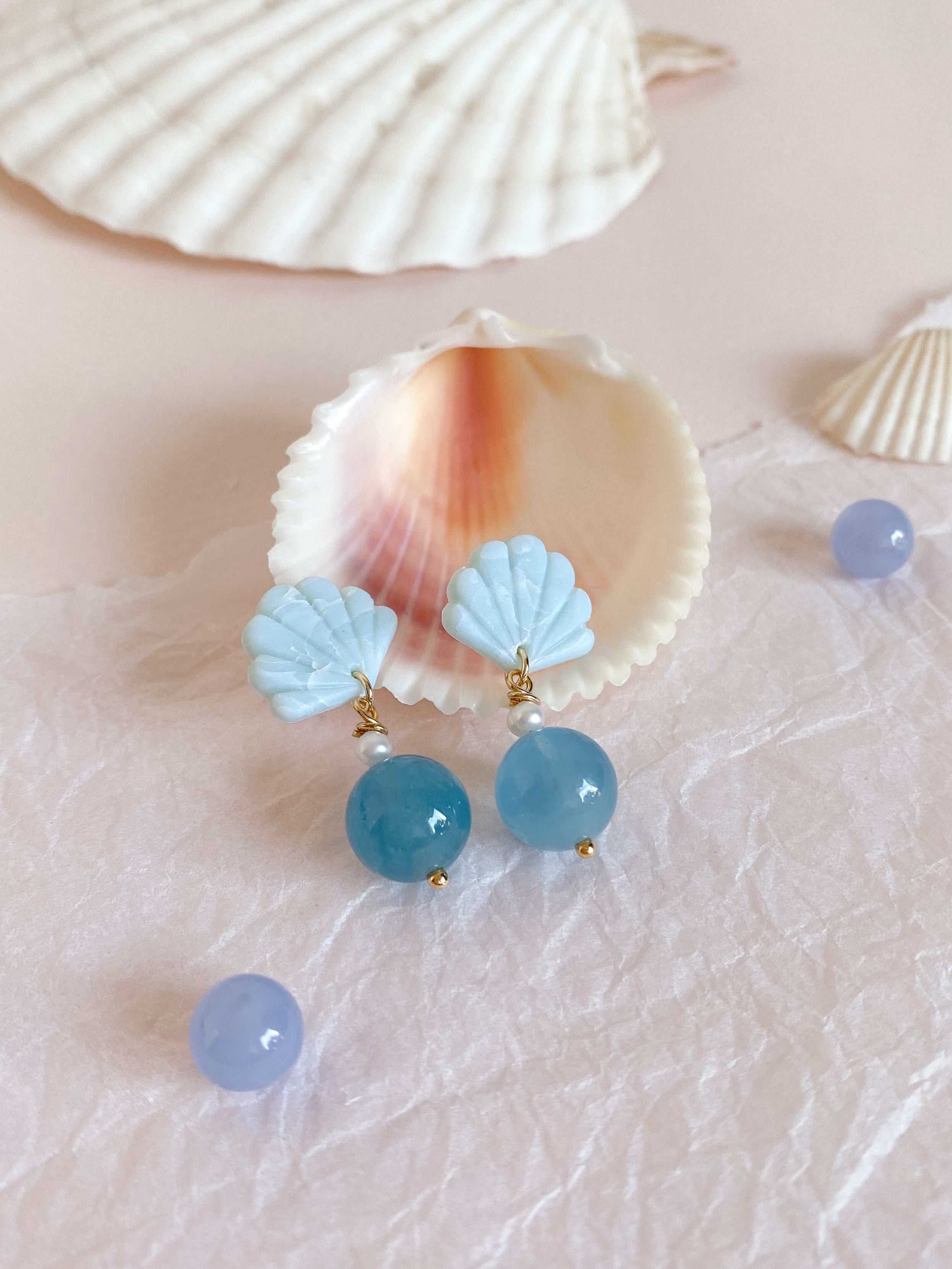 [2nd Pre-order closed] Mermaid Dreams Earrings with natural crystals