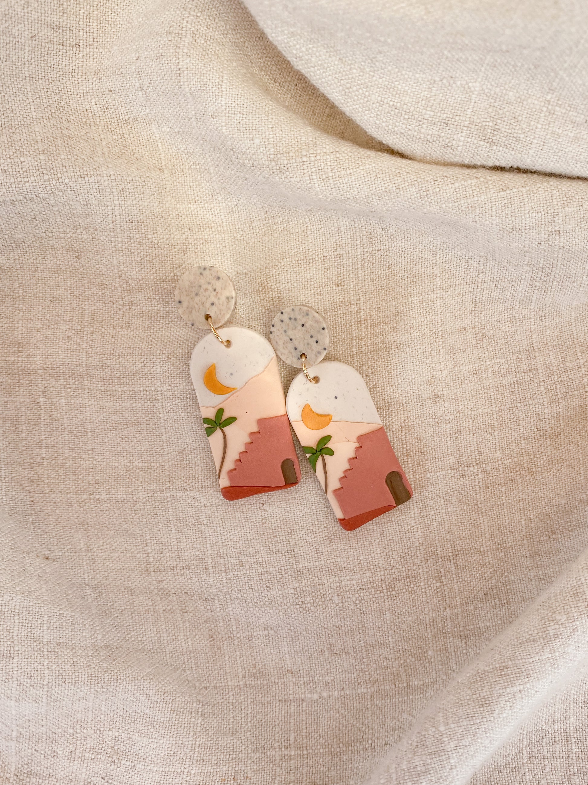 Polymer clay desert earrings