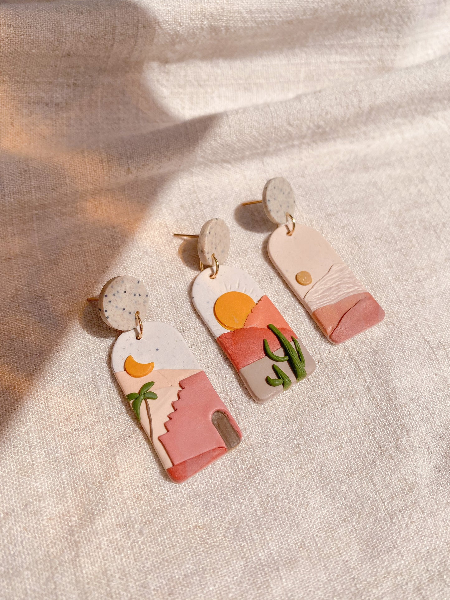 Polymer clay landscape earrings