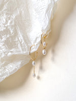 Load image into Gallery viewer, 4-way Pearl Charm Hoop Earrings (2.5cm / 4-way)
