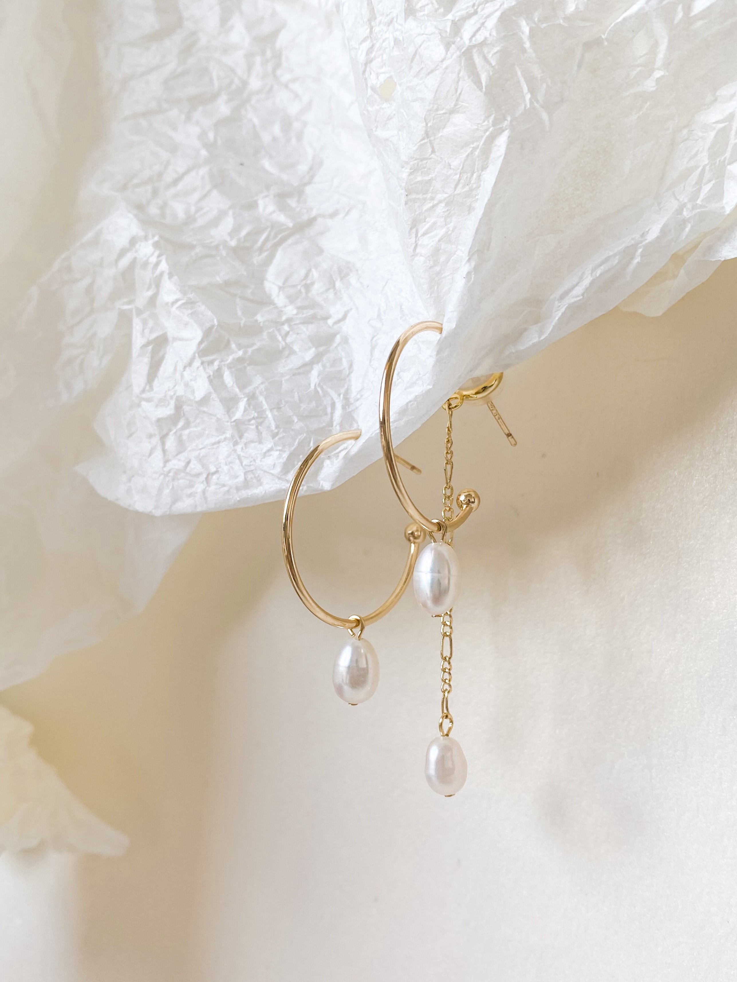 4-way Pearl Charm Hoop Earrings (2.5cm / 4-way)