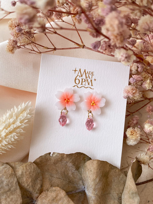 Translucent Sakura Pink Crystal Earrings